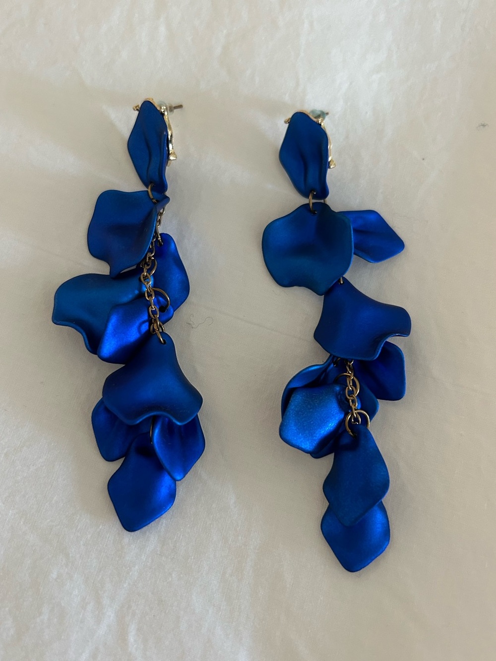 New blue iridescent statement earrings
